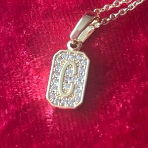 #J135 NWT Melinda Maria Love Letters "C" 18k gold plated w/ diamond chips